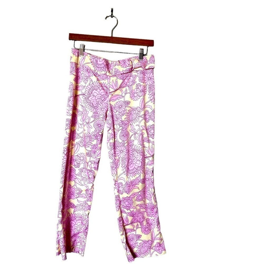 Tibi Capris Floral Ankle Cropped Zipper Pants in Pink and Ivory Size 4 - Picture 2 of 12